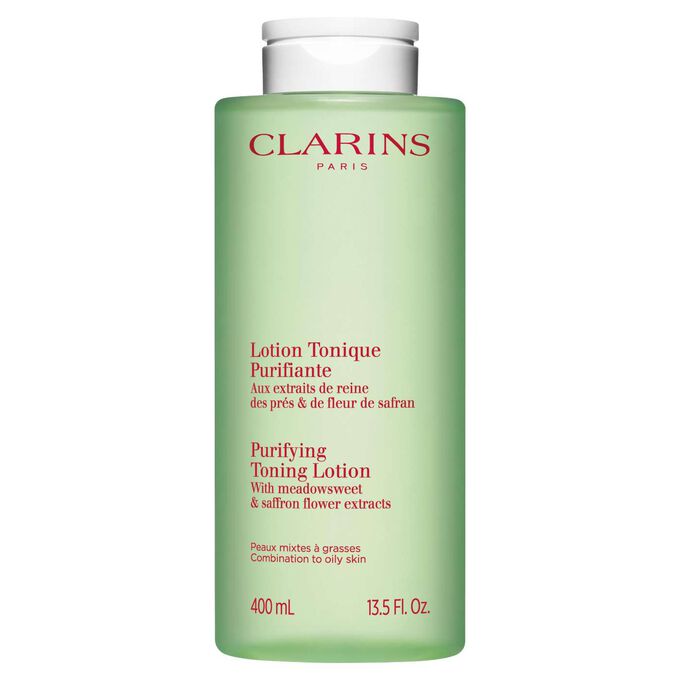 Foto del envase de la Lotion Tonique Purifiante de Clarins, con acci&oacute;n reequilibrante sobre un fondo blanco