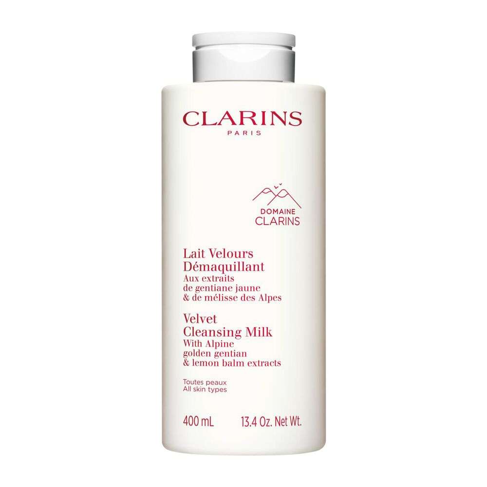 Leche limpiadora rellenable de Clarins con envase de eco-recarga, que ofrece una soluci&oacute;n sostenible y eficaz para una limpieza suave.