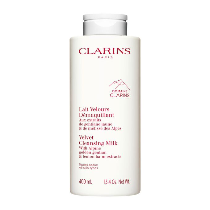 Leche limpiadora rellenable de Clarins con envase de eco-recarga, que ofrece una soluci&oacute;n sostenible y eficaz para una limpieza suave.