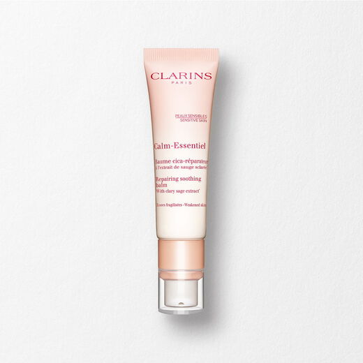 Calm-Essentiel repairing soothing balm tube with rose-gold cap