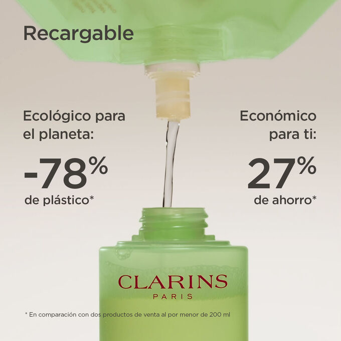 Enfoque de la recarga, para destacar que se reduce el uso de pl&aacute;stico en un 78% y que ahorrar&aacute;s un 27% de dinero.