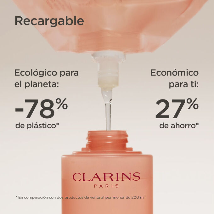 Enfoque de la recarga, para destacar que se reduce el uso de pl&aacute;stico en un 78% y que ahorrar&aacute;s un 27% de dinero.