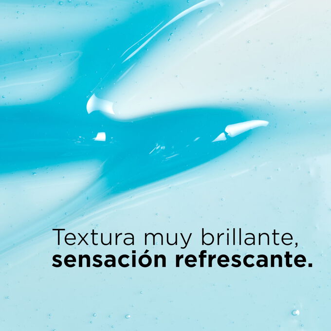 Fondo texturizado que ilustra la textura azul brillante de Lip Oil Cryo Plumping de Clarins, con una textura muy brillante y una sensaci&oacute;n refrescante.