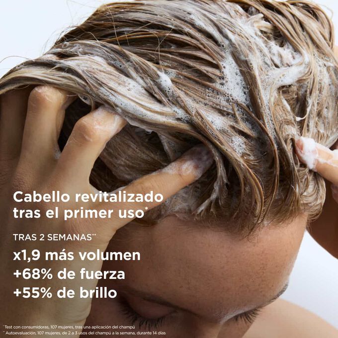 Resultados del champ&uacute; voluminizador para el cabello lacio: un&nbsp;68% m&aacute;s de fuerza y mayor brillo tras dos semanas de uso