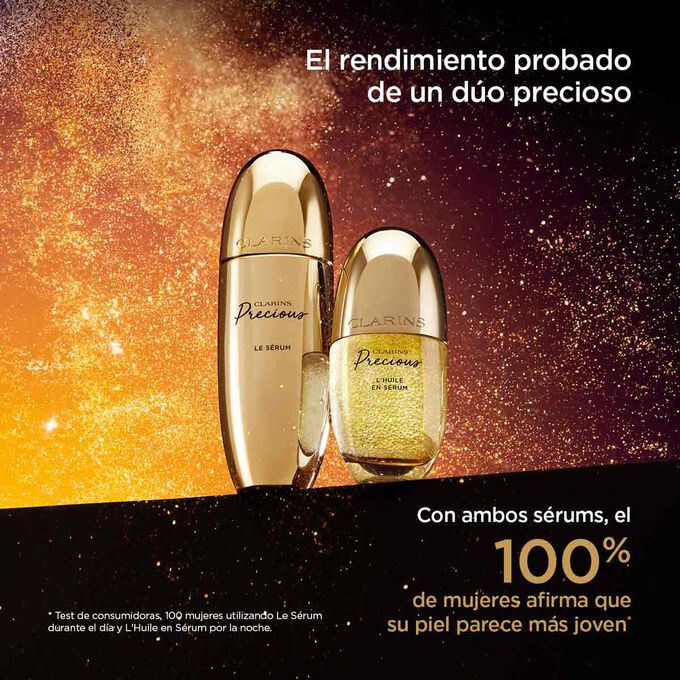 Imagen de Le Sérum y L'Huile en Sérum, demostrando que el uso de ambos hace que la piel parezca más joven