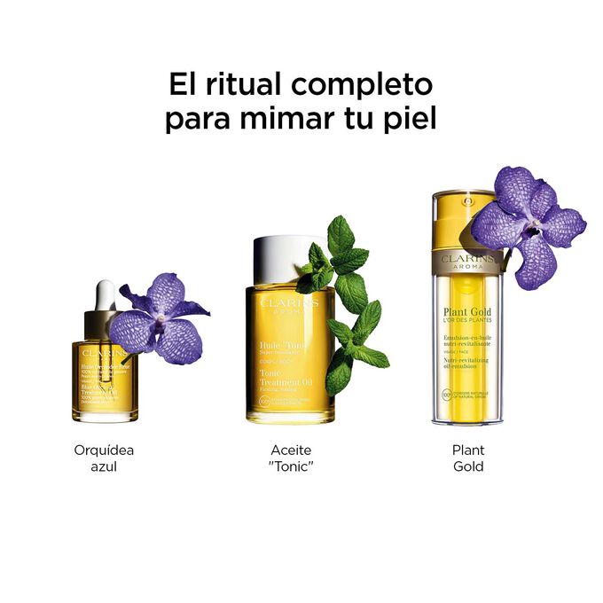Ritual para mimar la piel Aceite de Orqu&iacute;dea Azul con Aceite "Tonic" y Plant Gold