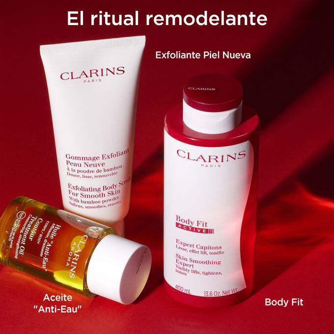 Ritual remodelante con Body Fit Active, Aceite "Anti-Eau" y Exfoliante Piel Nueva
