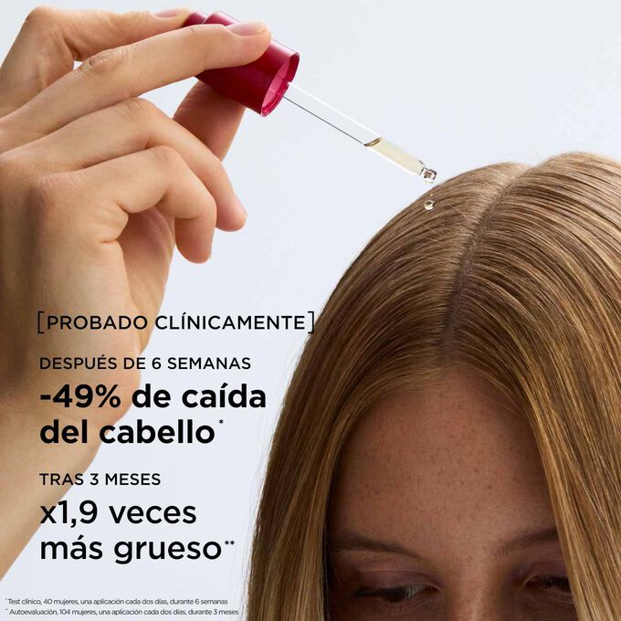 Aplicar s&eacute;rum antica&iacute;da directamente sobre el cuero cabelludo. Act&uacute;a sobre el origen del envejecimiento capilar para reducir la ca&iacute;da y potenciar un cabello m&aacute;s fuerte, denso y de mayor calidad.