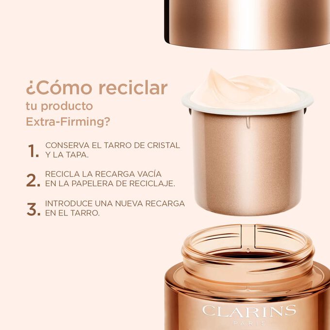 Ilustraci&oacute;n para explicar c&oacute;mo reciclar tu producto Extra-Firming Jour con los diferentes pasos a seguir