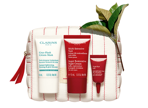 Sorpresa de Clarins, un neceser con 3 productos en tamaño de prueba