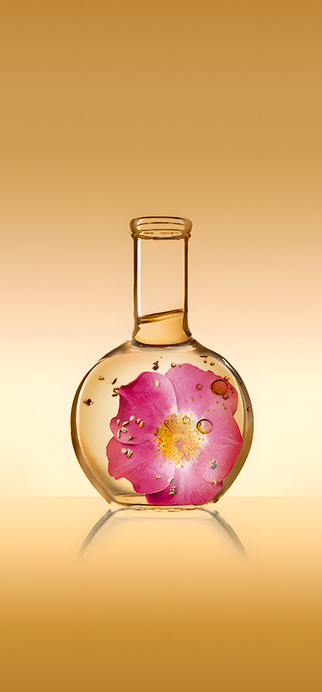 Pantalla del juego con 7 probetas en línea con ingredientes vegetales en su interior.